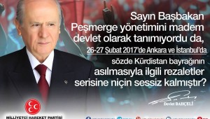 Bahçeli'den Yıldırım'a sert yanıt "Sözde Kürdistan bayrağının asılmasına niçin sessiz kaldı?"