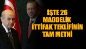 26 maddelik AK Parti - MHP seçim ittifakı teklifinin tam metni
