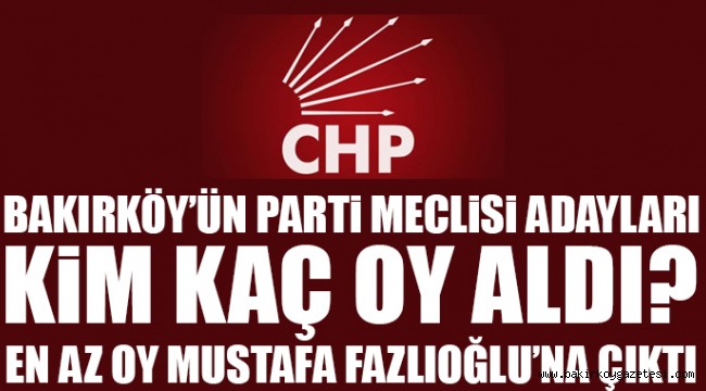 Bakırköy'lü Parti Meclisi adayları kaç oy aldı?