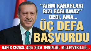 Erdoğan AİHM'in kapısını 3 defa çaldı