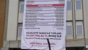 MHP'li Başkan AKP'li selefinden kalan borçları belediye binasına astı