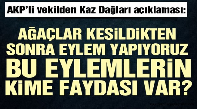 AKP'li vekilden Kaz Dağları açıklaması: Ağaçlar kesildikten sonra eylem yapıyoruz, bu eylemlerin kime faydası var?