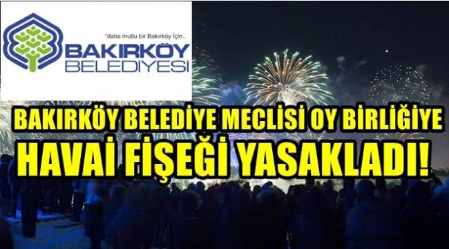 TÜRKİYE'DE BİR İLK !BAKIRKÖY'DE BELEDİYE MECLİSİ HAVAİ FİŞEĞİ YASAKLADI