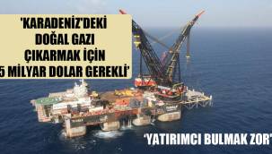 'Karadeniz'deki doğal gazı çıkarmak için 5 milyar dolar gerekli, yatırımcı bulmak zor'