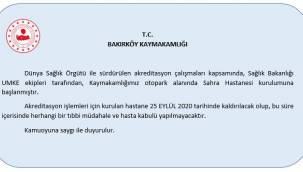 BAKIRKÖY KAYMAKAMLIĞI'NDAN KAMUOYUNA DUYURU!