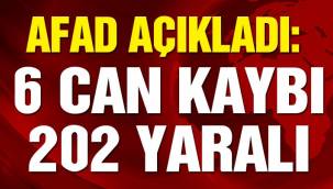 AFAD: 6 kişi hayatını kaybetti, 257 yaralı var