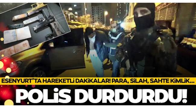 Polis, Esenyurt'ta bir aracı durdurdu! 4 şüpheli, silah ve yüklü para ile yakalandı!