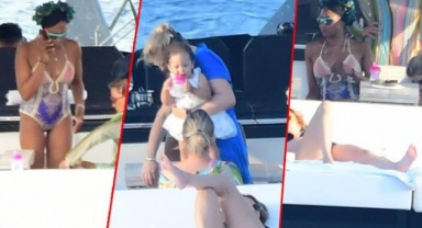 Naomi Campbell kızıyla Bodrum'da