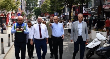 ''YAYALAŞTIRILAN İSTANBUL CADDESİNDE İNCELEMELERDE BULUNDULAR''