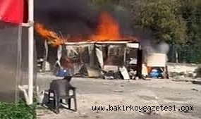 Bakırköy'deki sosyete pazarının çay ocağında korkutan yangın