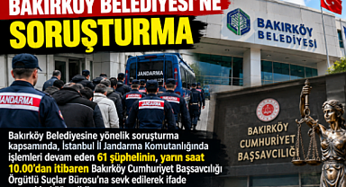BAKIRKÖY BELEDİYE OPERASYONUNDA 61 KİŞİ ÖRGÜTLÜ SUÇLAR SAVCILIĞINDA İFADE VERECEK!