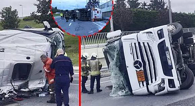 Bakırköy'de LNG yüklü tanker devrildi! Sızıntı nedeniyle yol trafiğe kapatıldı