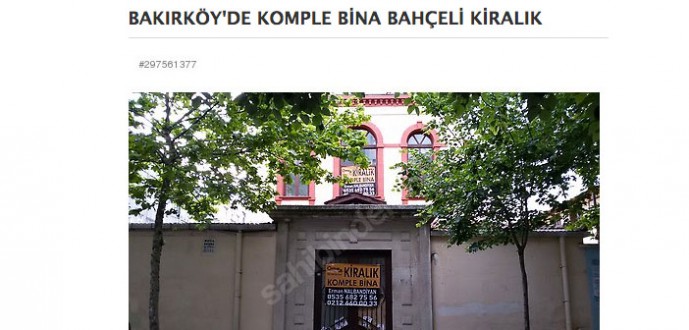 BAKIRKÖYDE ERMENİ OKULU KİRALIK